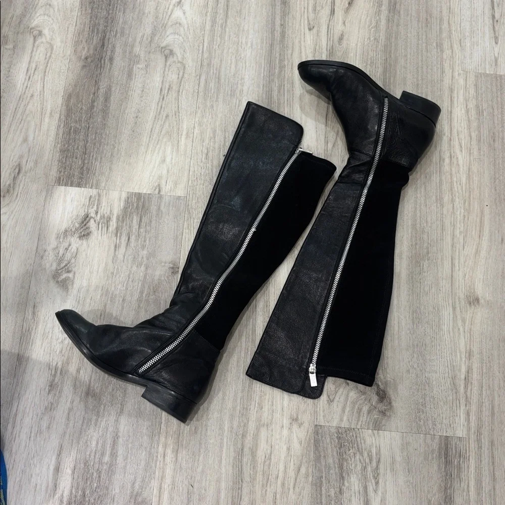 Michael Kors Black Over the Knee Boots with Silver Zipper 6